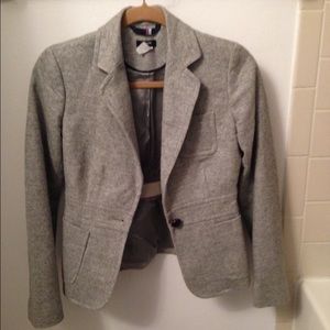 J. Crew Grey Herringbone Robert Noble Wool Blazer